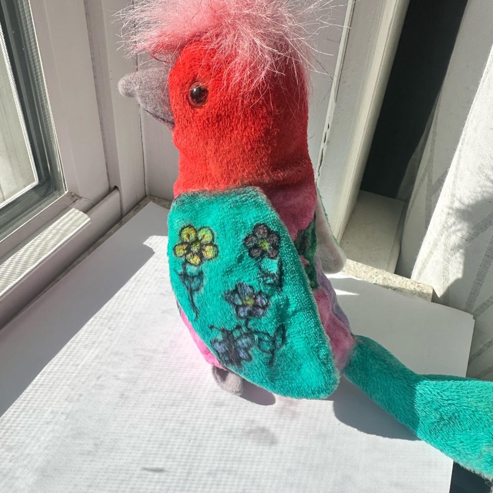 Ty beanie baby Colorful Plush Bird Toy one of kind hand painted
